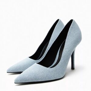 Zara denim heels and matching purse